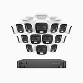 ADLK800 - Kit videosorveglianza analogica 16 canali con 16 telecamere 4K, Visione notturna a doppia luce, 3840x2160@20fps, apertura superiore f/1.6, segnale di uscita 4-in-1, IP67