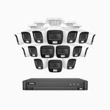 ADLK800 - Kit videosorveglianza analogica 16 canali con 16 telecamere 4K, Visione notturna a doppia luce, 3840x2160@20fps, apertura superiore f/1.6, segnale di uscita 4-in-1, IP67