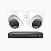 ADLK800 - Kit videosorveglianza analogica 8 canali con 2 telecamere 4K, Visione notturna a doppia luce, 3840x2160@20fps, apertura superiore f/1.6, segnale di uscita 4-in-1, IP67