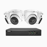 EL200 - Kit videosorveglianza analogica 4 canali con 4 telecamere 1080p, Smart DVR con rilevamento umano e veicoli, visione notturna a infrarossi fino a 66 piedi, segnale di uscita 4-in-1, IP67