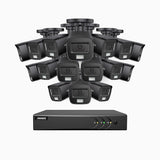 ADLK500 - Kit videosorveglianza analogica 16 canali con 16 telecamere 3K, Visione notturna a doppia luce, apertura superiore f/1.2, segnale di uscita 4-in-1, microfono integrato, IP67 resistente alle intemperie