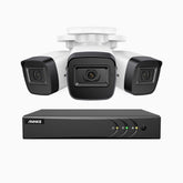 EL200 - Kit videosorveglianza analogica 8 canali con 3 telecamere 1080p, Smart DVR con rilevamento umano e veicoli, visione notturna a infrarossi fino a 66 piedi, segnale di uscita 4-in-1, IP67