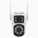 WCD220 - Telecamera di sicurezza WiFi da esterno 4MP con doppia lente, rotazione 355° e inclinazione 90°, rilevamento umano, visione notturna Dual Light, sirena di allarme, audio bidirezionale, cloud e microSD fino a 128 GB, compatibile con Alexa