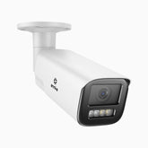 CZ804 - Telecamera di sicurezza PoE esterno 4K, zoom ottico 4X, doppia luce visione notturna, rilevamento del movimento 2.0, Microfono integrato, sirena e allarme stroboscopico