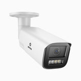 CZ804 - Telecamera di sicurezza PoE esterno 4K, zoom ottico 4X, doppia luce visione notturna, rilevamento del movimento 2.0, Microfono integrato, sirena e allarme stroboscopico