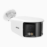 FCD600 - Telecamera di sicurezza panoramica per esterni PoE a 6MPX doppia lente, ultra grandangolo 180°,  visione notturna intelligente a doppia luce, audio bidirezionale, sirena e allarme attivi, rilevamento persone e veicoli, IP67