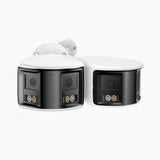 FCD800 - Kit Di 2 Telecamera di sicurezza panoramica per esterni PoE a 4K doppia lente, vista panoramica a 180°, visione notturna intelligente a doppia luce, audio bidirezionale, sirena e allarme attivi, rilevamento persone e veicoli, IP67