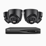 H500P - Kit videosorveglianza PoE 4 canali con 4 telecamera 3K, visione notturna a colori, microfono integrato, IP67, supporta ONVIF e RTSP