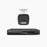 H500P - Kit videosorveglianza PoE 4 canali con 1 telecamera 3K, visione notturna a colori, microfono integrato, IP67, supporta ONVIF e RTSP