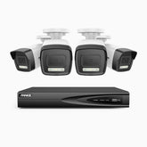 H500P - Kit videosorveglianza PoE 4 canali con 4 telecamera 3K, visione notturna a colori, microfono integrato, IP67, supporta ONVIF e RTSP