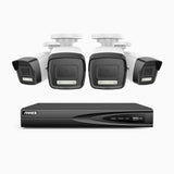 H500P - Kit videosorveglianza PoE 4 canali con 4 telecamera 3K, visione notturna a colori, microfono integrato, IP67, supporta ONVIF e RTSP