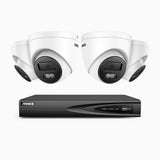 H500P - Kit videosorveglianza PoE 8 canali con 4 telecamera 3K, visione notturna a colori, microfono integrato, IP67, supporta ONVIF e RTSP