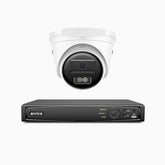 H500 - Kit videosorveglianza PoE 4 canali con 1 telecamera 5 MPX, Visione notturna intelligente a doppia luce, 3072 × 1728 @ 20 fps, rilevamento intelligente di persone e veicoli, microfono integrato, IP67