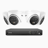 H500 - Kit videosorveglianza PoE 4 canali con 4 telecamere 5 MPX, EXIR Visione Notturna, microfono integrato, IP67, supporta ONVIF e RTSP