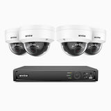 H500 - Kit videosorveglianza PoE 4 canali con 4 telecamere 5 MPX, EXIR Visione Notturna, microfono integrato, IP67, supporta ONVIF e RTSP