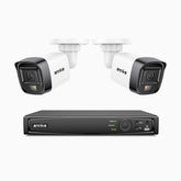 H500 - Kit videosorveglianza PoE 4 canali con 2 telecamere 5 MPX, Visione notturna intelligente a doppia luce, 3072 × 1728 @ 20 fps, rilevamento intelligente di persone e veicoli, microfono integrato, IP67