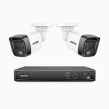 H500 - Kit videosorveglianza PoE 4 canali con 2 telecamere 5 MPX, Visione notturna intelligente a doppia luce, 3072 × 1728 @ 20 fps, rilevamento intelligente di persone e veicoli, microfono integrato, IP67