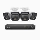 H500 - Kit videosorveglianza PoE 4 canali con 4 telecamere 5 MPX, EXIR Visione Notturna, microfono integrato, IP67, supporta ONVIF e RTSP