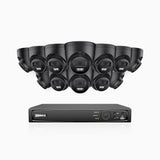 H500P - Kit videosorveglianza PoE 16 canali con 12 telecamera 3K, visione notturna a colori, microfono integrato, IP67, supporta ONVIF e RTSP