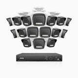 H500P - Kit videosorveglianza PoE 16 canali con 16 telecamera 3K, visione notturna a colori, microfono integrato, IP67, supporta ONVIF e RTSP
