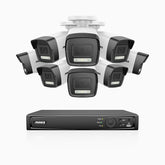 H500P - Kit videosorveglianza PoE 16 canali con 8 telecamera 3K, visione notturna a colori, microfono integrato, IP67, supporta ONVIF e RTSP