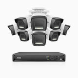 H500P - Kit videosorveglianza PoE 16 canali con 8 telecamera 3K, visione notturna a colori, microfono integrato, IP67, supporta ONVIF e RTSP