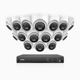 H500P - Kit videosorveglianza PoE 16 canali con 16 telecamera 3K, visione notturna a colori, microfono integrato, IP67, supporta ONVIF e RTSP