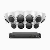H300 - Kit videosorveglianza PoE 16 canali con 10 telecamera 3MP, visione notturna EXIR 2.0, rilevamento del movimento, H.265+, impermeabilità IP67
