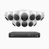 H300 - Kit videosorveglianza PoE 16 canali con 12 telecamera 3MP, visione notturna EXIR 2.0, rilevamento del movimento, H.265+, impermeabilità IP67