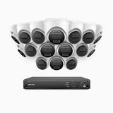 H300 - Kit videosorveglianza PoE 16 canali con 16 telecamera 3MP, visione notturna EXIR 2.0, rilevamento del movimento, H.265+, impermeabilità IP67