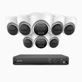H300 - Kit videosorveglianza PoE 16 canali con 8 telecamera 3MP, visione notturna EXIR 2.0, rilevamento del movimento, H.265+, impermeabilità IP67