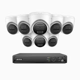 H300 - Kit videosorveglianza PoE 16 canali con 8 telecamera 3MP, visione notturna EXIR 2.0, rilevamento del movimento, H.265+, impermeabilità IP67