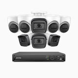 H300 - Kit videosorveglianza PoE 16 canali 3MP, 4 telecamera bullet e 4 telecamera turret, visione notturna EXIR 2.0, rilevamento del movimento, H.265+, impermeabilità IP67