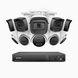 H300 - Kit videosorveglianza PoE 16 canali 3MP, 5 telecamera bullet e 5 telecamera turret, visione notturna EXIR 2.0, rilevamento del movimento, H.265+, impermeabilità IP67