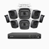 H300 - Kit videosorveglianza PoE 16 canali con 8 telecamera 3MP, visione notturna EXIR 2.0, rilevamento del movimento, H.265+, impermeabilità IP67