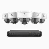 HZ804 - Kit videosorveglianza PoE 8 canali con 5 telecamere 4K, zoom ottico 4X, doppia luce visione notturna, rilevamento del movimento 2.0, Microfono integrato, sirena e allarme stroboscopico