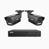 H500P - Kit videosorveglianza PoE 8 canali con 2 telecamera 3K, visione notturna a colori, microfono integrato, IP67, supporta ONVIF e RTSP