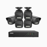 H500P - Kit videosorveglianza PoE 8 canali con 6 telecamera 3K, visione notturna a colori, microfono integrato, IP67, supporta ONVIF e RTSP