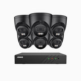 H500P - Kit videosorveglianza PoE 8 canali con 6 telecamera 3K, visione notturna a colori, microfono integrato, IP67, supporta ONVIF e RTSP