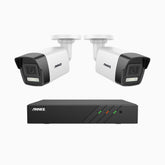 H500P - Kit videosorveglianza PoE 8 canali con 2 telecamera 3K, visione notturna a colori, microfono integrato, IP67, supporta ONVIF e RTSP