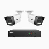 H500P - Kit videosorveglianza PoE 8 canali con 2 telecamera 3K, visione notturna a colori, microfono integrato, IP67, supporta ONVIF e RTSP