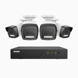 H500P - Kit videosorveglianza PoE 8 canali con 4 telecamera 3K, visione notturna a colori, microfono integrato, IP67, supporta ONVIF e RTSP
