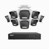 H500P - Kit videosorveglianza PoE 8 canali con 8 telecamera 3K, visione notturna a colori, microfono integrato, IP67, supporta ONVIF e RTSP
