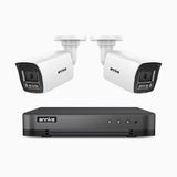 H800 - Kit videosorveglianza PoE 8 canali con 2 telecamere 8 MPX (4K), riconoscere di persone e veicoli, visione notturna a colori e IR,microfono integrato, supporta ONVIF e RTSP