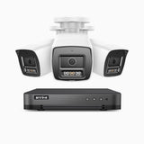 H800 - Kit videosorveglianza PoE 8 canali con 3 telecamere 8 MPX (4K), visione notturna a colori e IR,microfono integrato, riconoscere di persone e veicoli, supporta ONVIF e RTSP