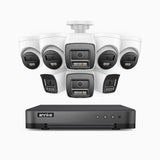 H800 - Kit videosorveglianza PoE 8 canali 8 MPX (4K), 4 telecamere bullet e 4 telecamere turret, visione notturna a colori e IR,microfono integrato, riconoscere di persone e veicoli, supporta ONVIF e RTSP