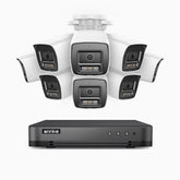 H800 - Kit videosorveglianza PoE 8 canali con 8 telecamere 8 MPX (4K), visione notturna a colori e IR,microfono integrato, riconoscere di persone e veicoli, supporta ONVIF e RTSP