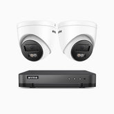 H800 - Kit videosorveglianza PoE 8 canali con 2 telecamere 8 MPX (4K), riconoscere di persone e veicoli, visione notturna a colori e IR,microfono integrato, supporta ONVIF e RTSP
