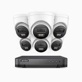H800 - Kit videosorveglianza PoE 8 canali con 6 telecamere 8 MPX (4K), visione notturna a colori e IR,microfono integrato, riconoscere di persone e veicoli, supporta ONVIF e RTSP