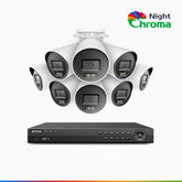 NightChroma<sup>TM</sup> NCK800 - Kit videosorveglianza PoE 8 canali con 8 telecamere 4K, Visione Notturna a Colori Acme, 3840 × 2160 a 30 fps, Rilevamento di Persone e Veicoli, Sirena e Allarme Stroboscopico, Audio Bidirezionale